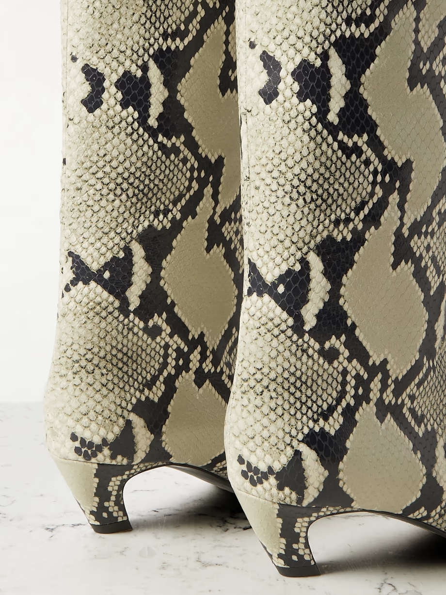 Davis snake-effect leather knee boots