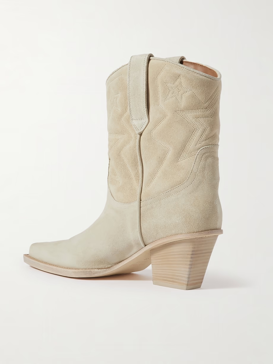 Texas Star embroidered debossed suede ankle boots