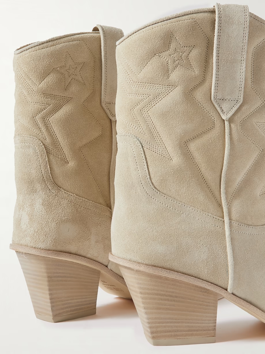 Texas Star embroidered debossed suede ankle boots