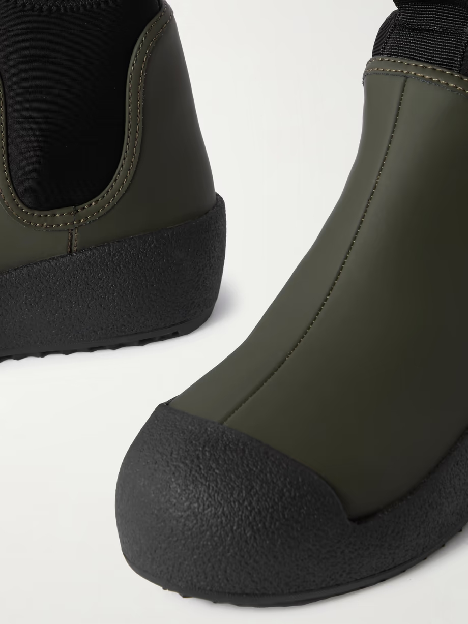 Gadey stretch-knit trimmed coated leather ankle boots