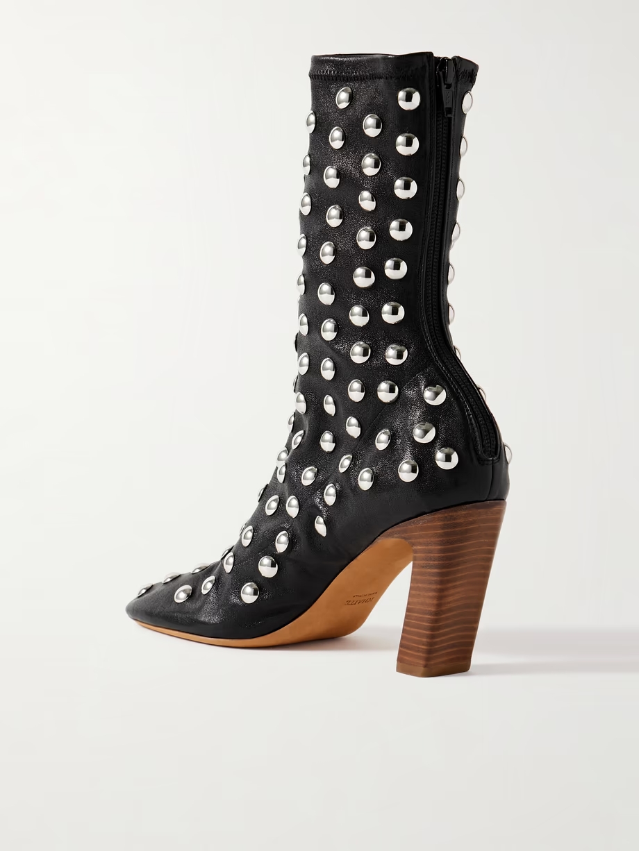 Studded leather ankle boots