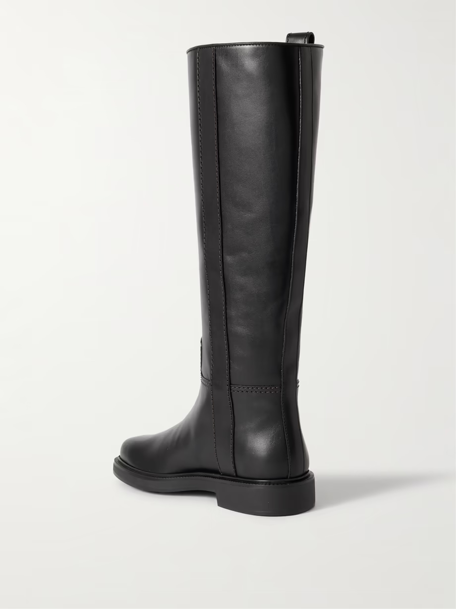 Embellished leather knee boots