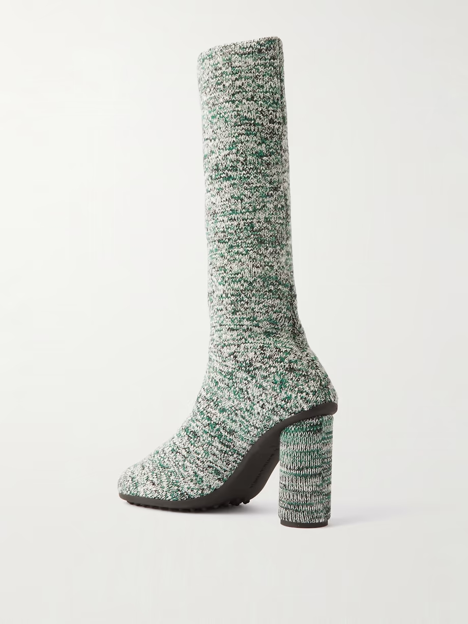 Atomic ribbed-knit knee boots