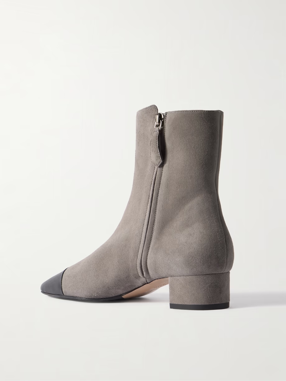 French Flirt 35 leather-trimmed suede ankle boots