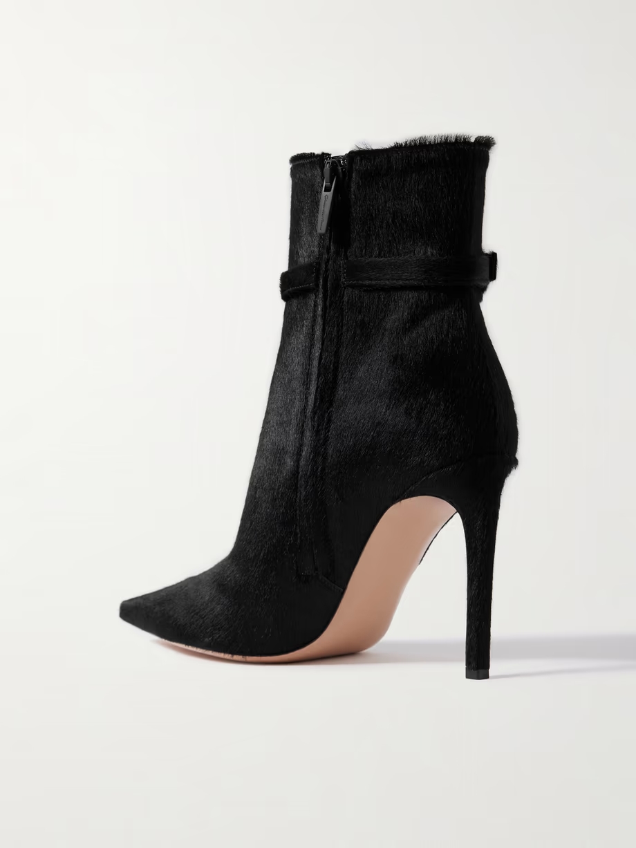 Linsay 95 buckled calf hair ankle boots