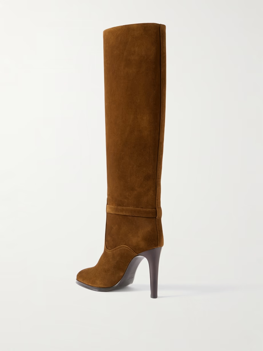 Diane logo-embellished suede knee boots