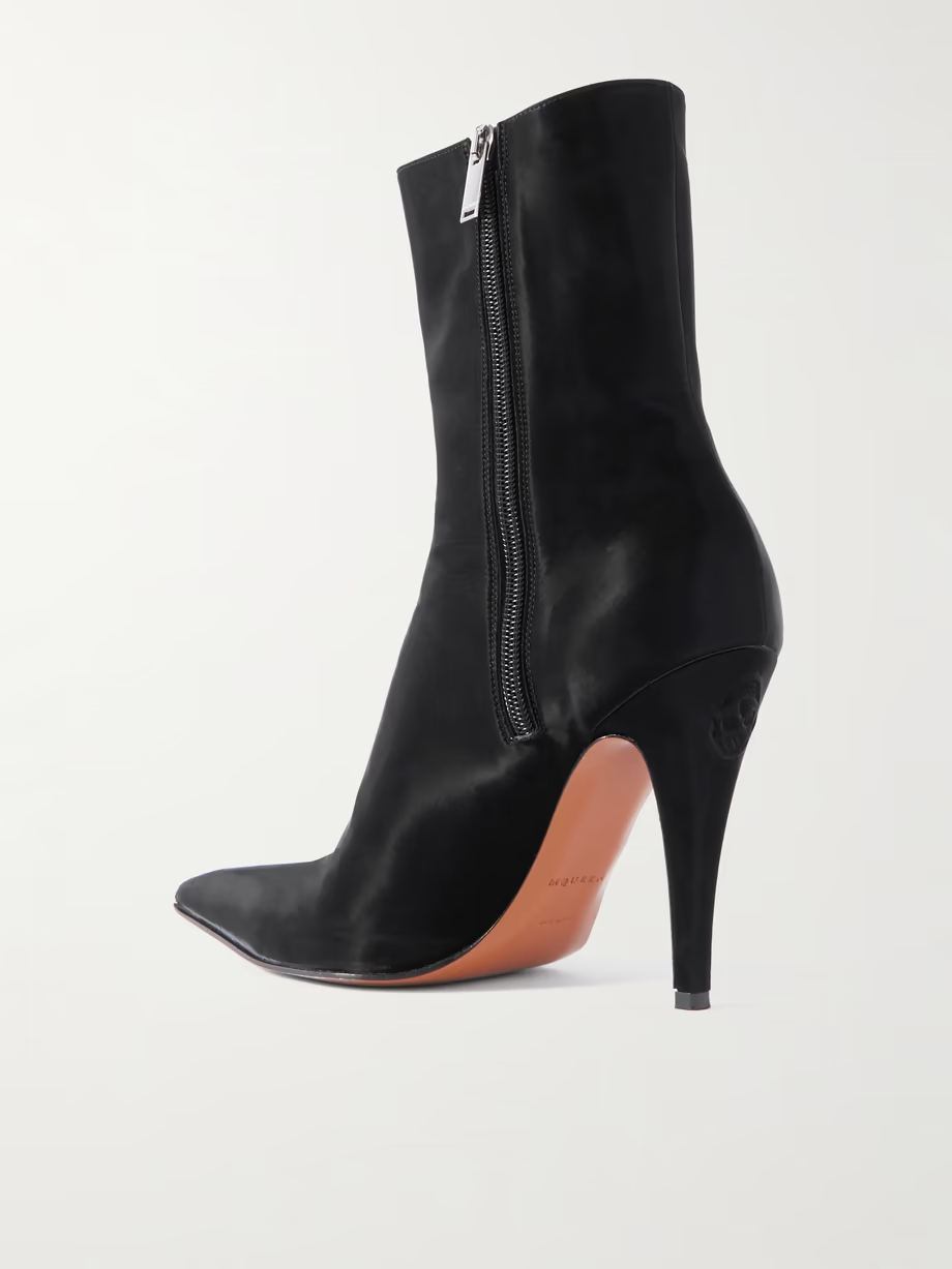 PU-coated crepe ankle boots