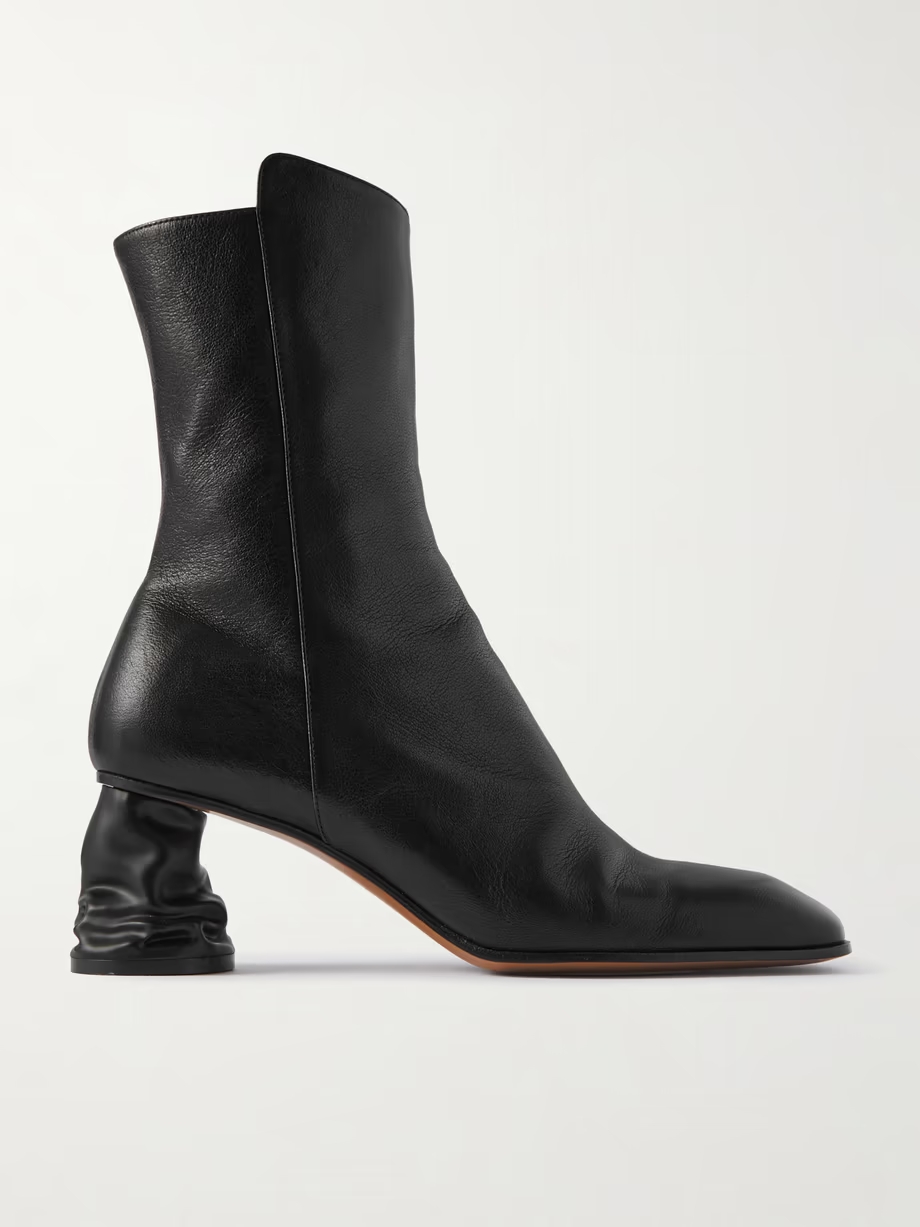 Crush leather ankle boots