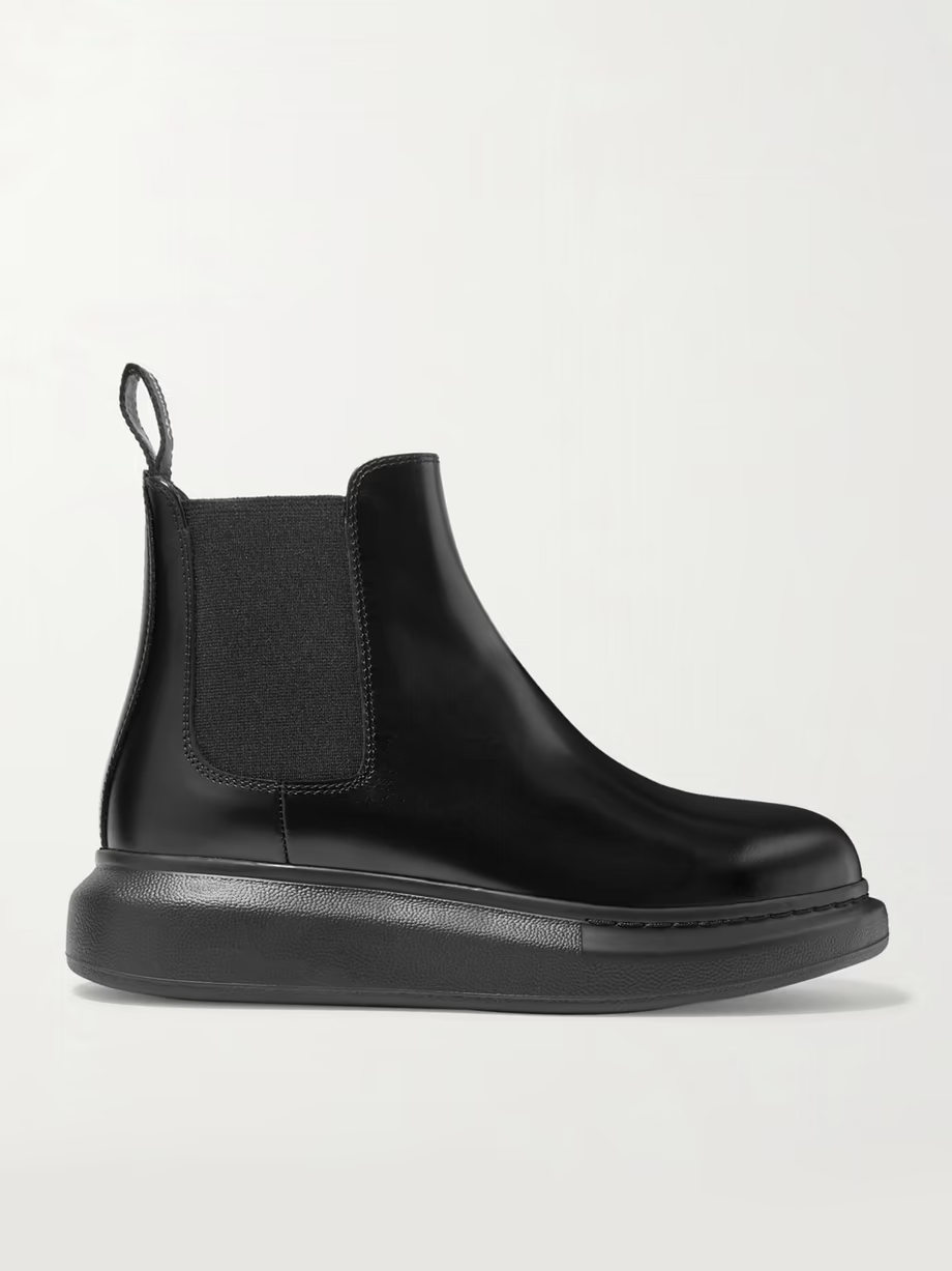 Glossed-leather exaggerated-sole Chelsea boots