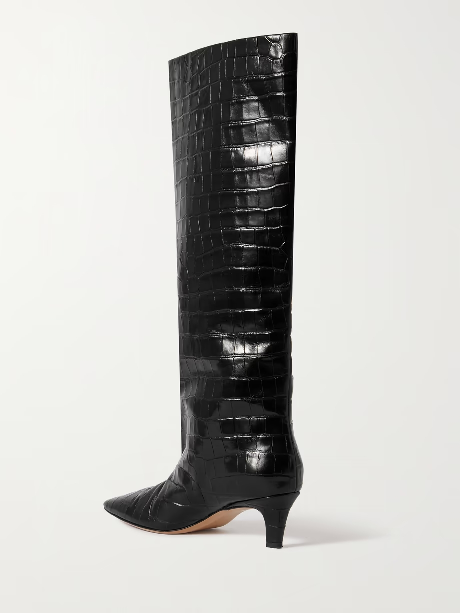 + NET SUSTAIN croc-effect leather knee boots