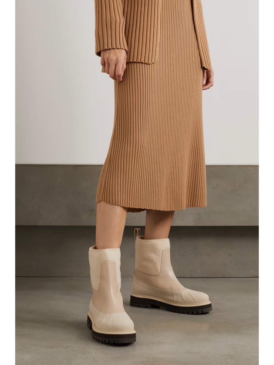 Regent cashmere and leather ankle boots