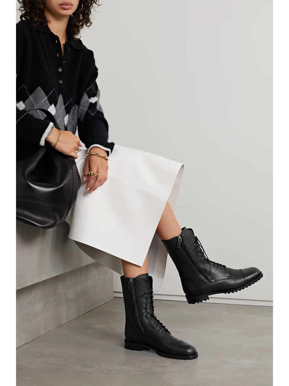 Lugata textured-leather ankle boots