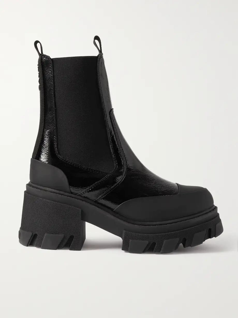 Patent-leather platform Chelsea boots