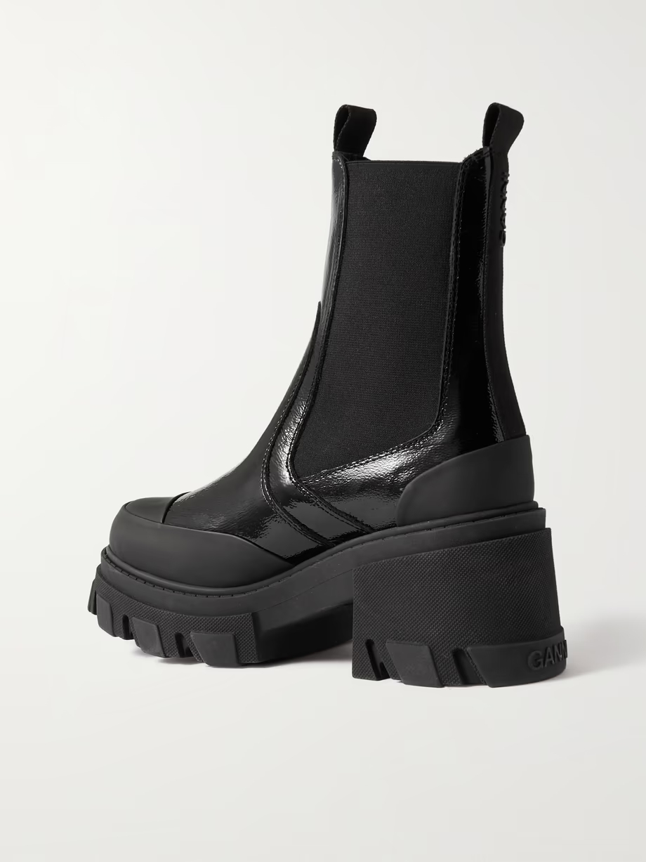 Patent-leather platform Chelsea boots