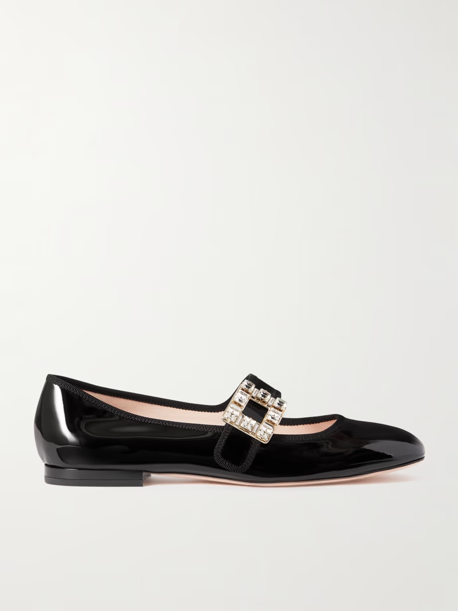 Très Vivier Strass Babies crystal-embellished patent-leather ballet flats