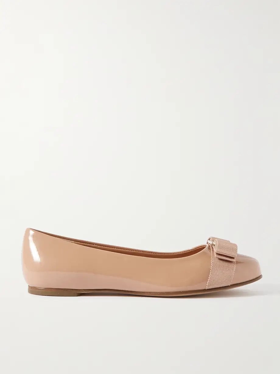 Varina bow-embellished patent-leather ballet flats