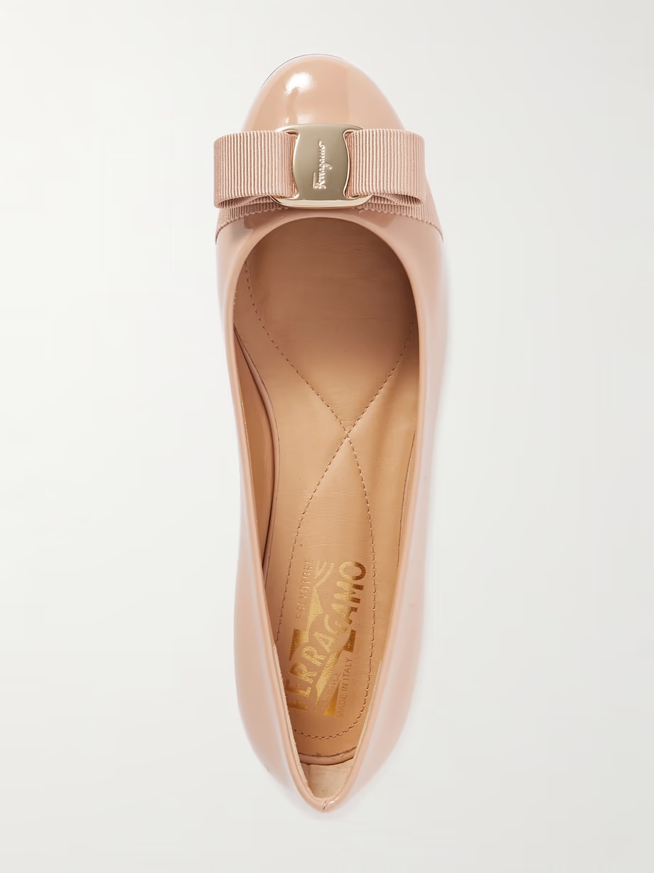 Varina bow-embellished patent-leather ballet flats