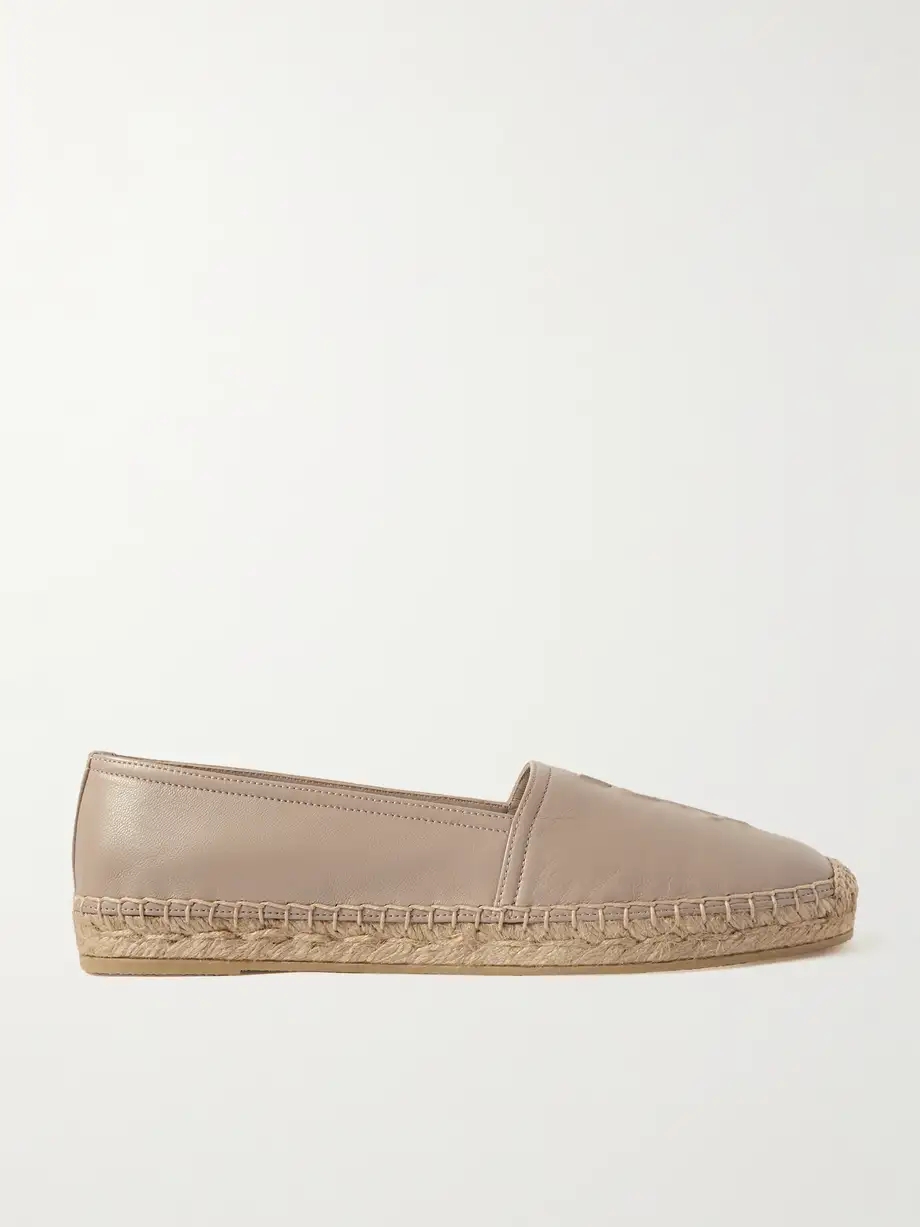 Logo-embossed leather espadrilles