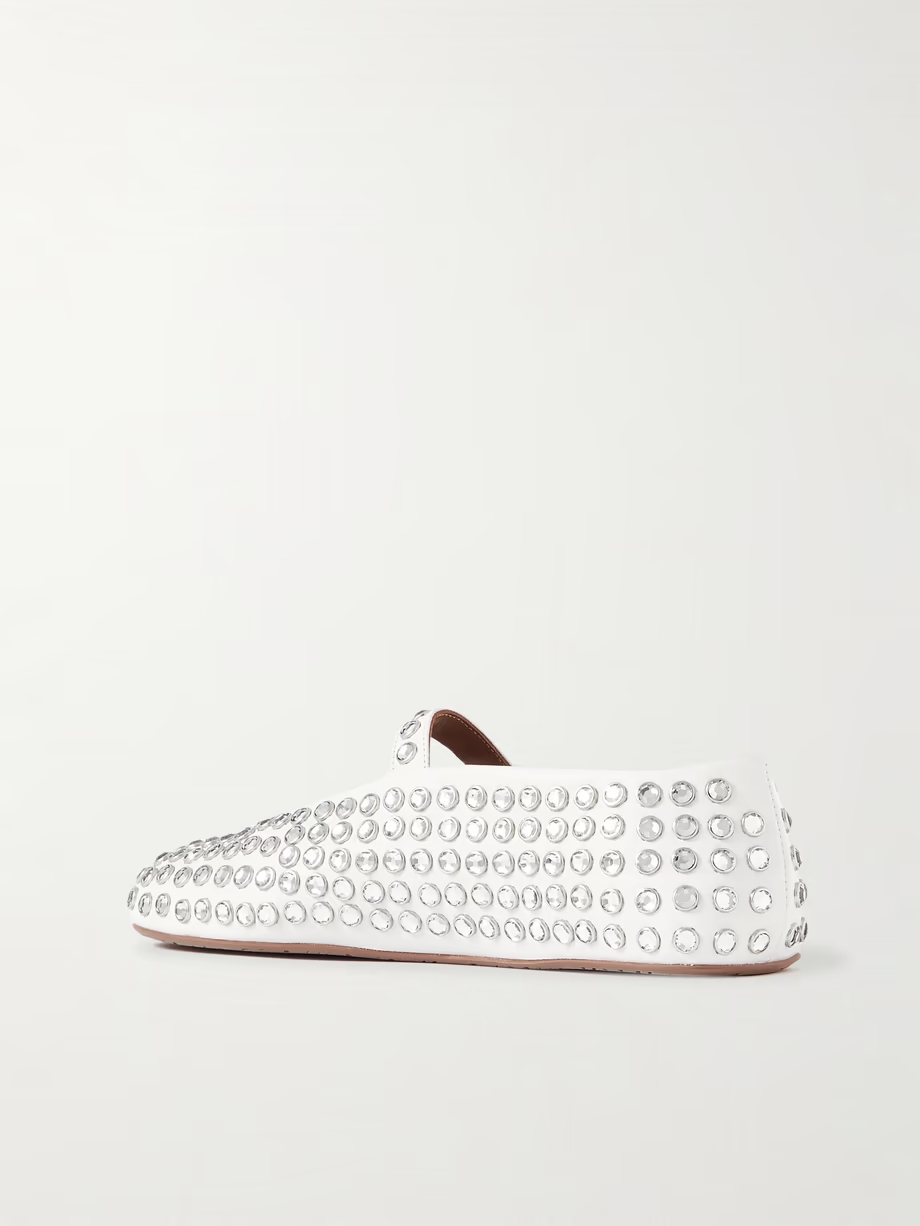 Crystal-embellished leather ballet flats