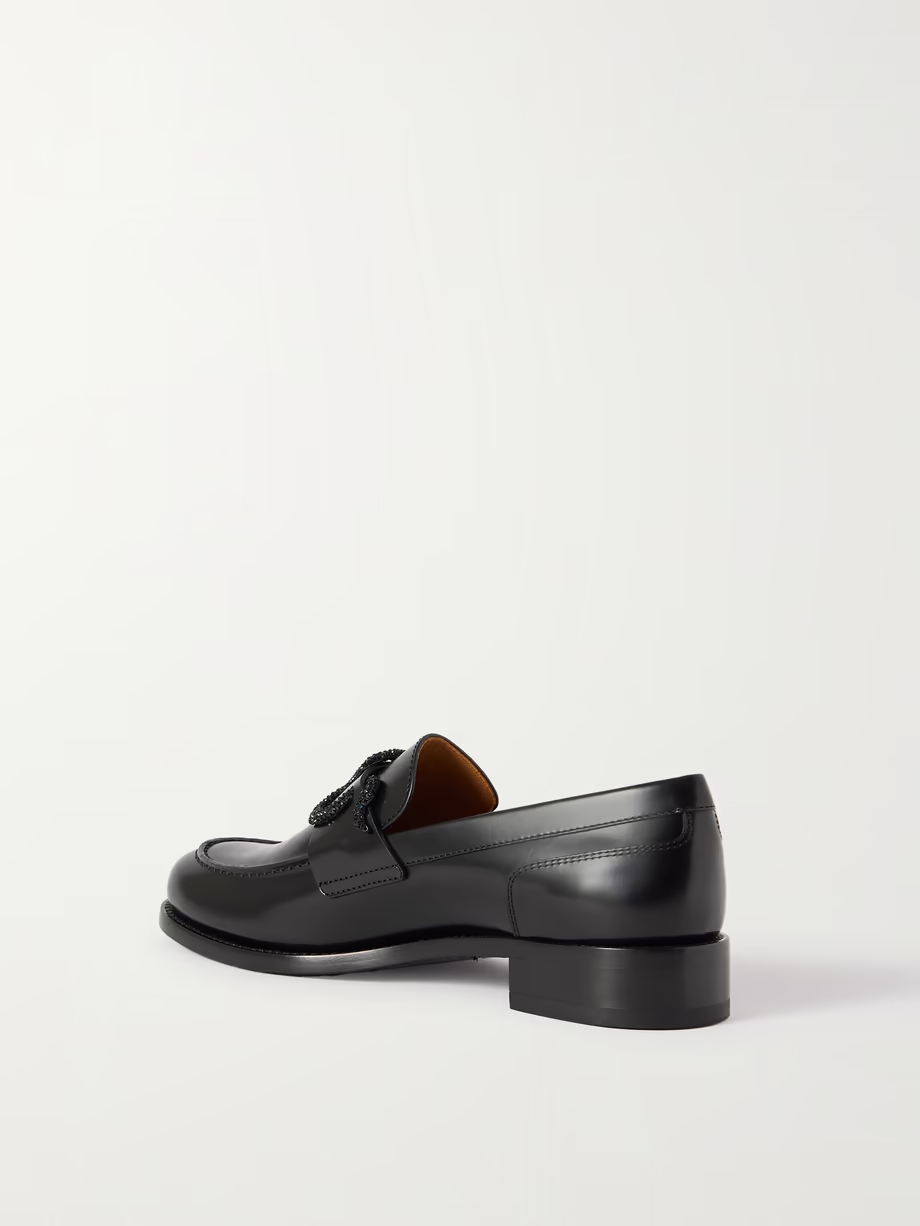 Morgana crystal-embellished leather loafers