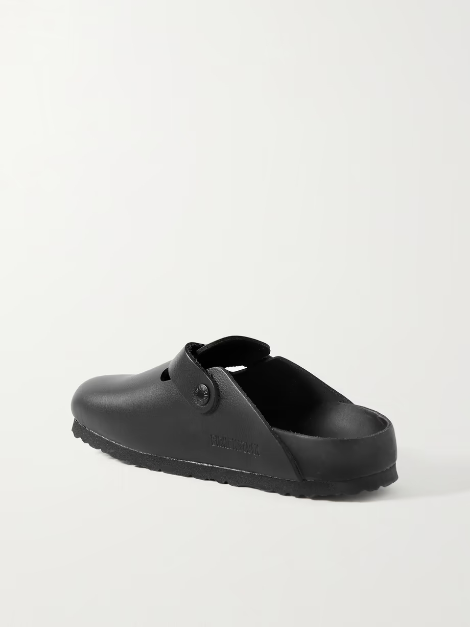 Boston suede-trimmed leather clogs