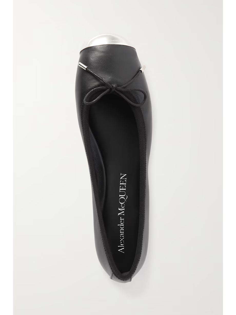 Punk embellished leather ballet flats