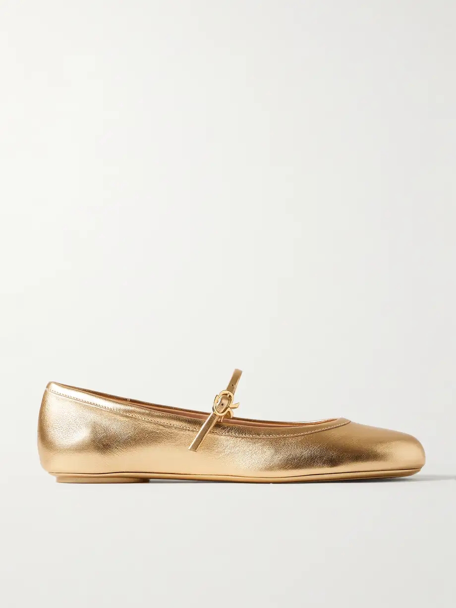 Carla metallic leather Mary Jane flats