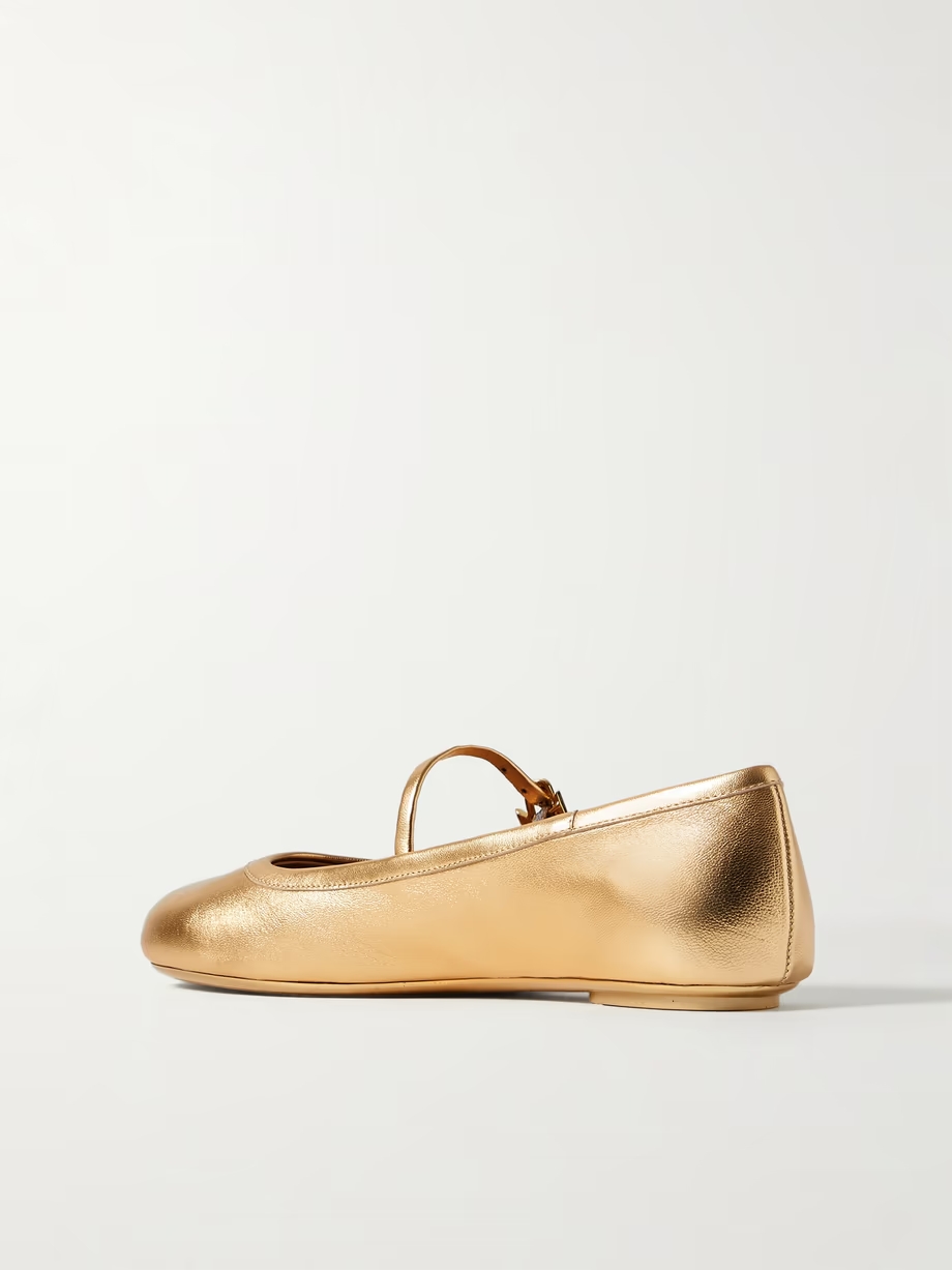 Carla metallic leather Mary Jane flats