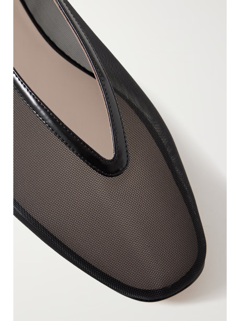 Luna leather-trimmed mesh ballet flats