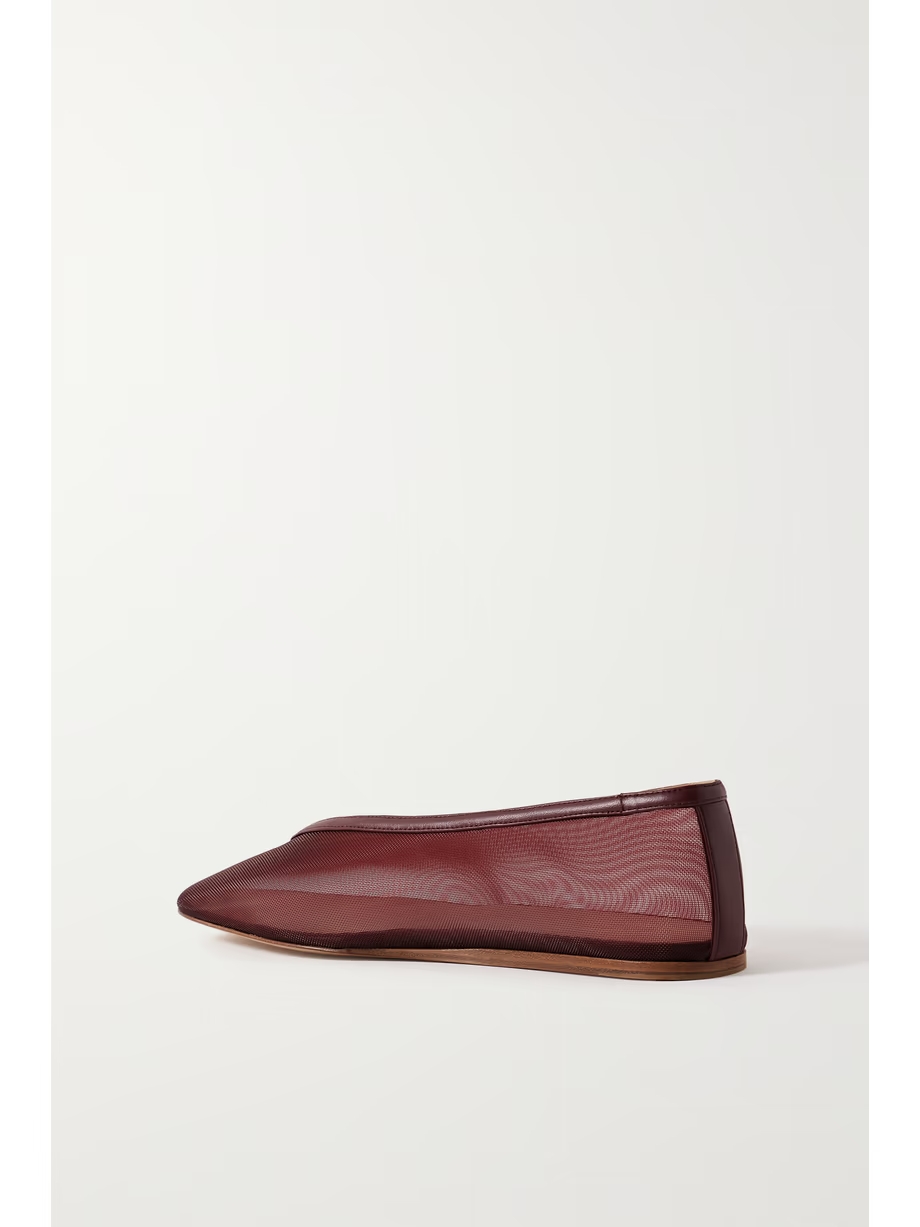 Luna leather-trimmed mesh ballet flats