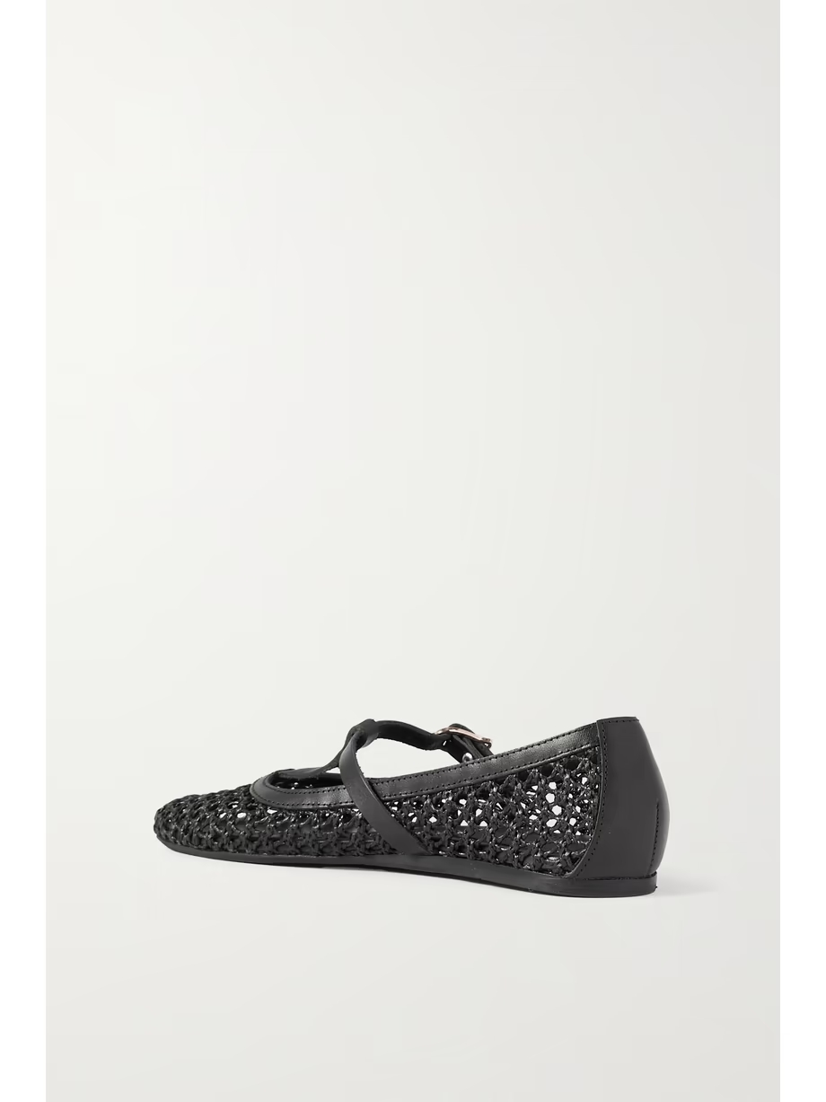 Aerati leather-trimmed woven raffia ballet flats