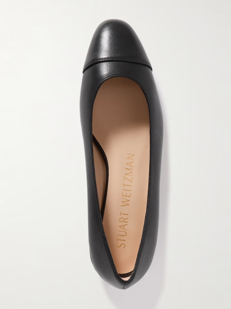 Pearl faux pearl-embellished leather ballet flats