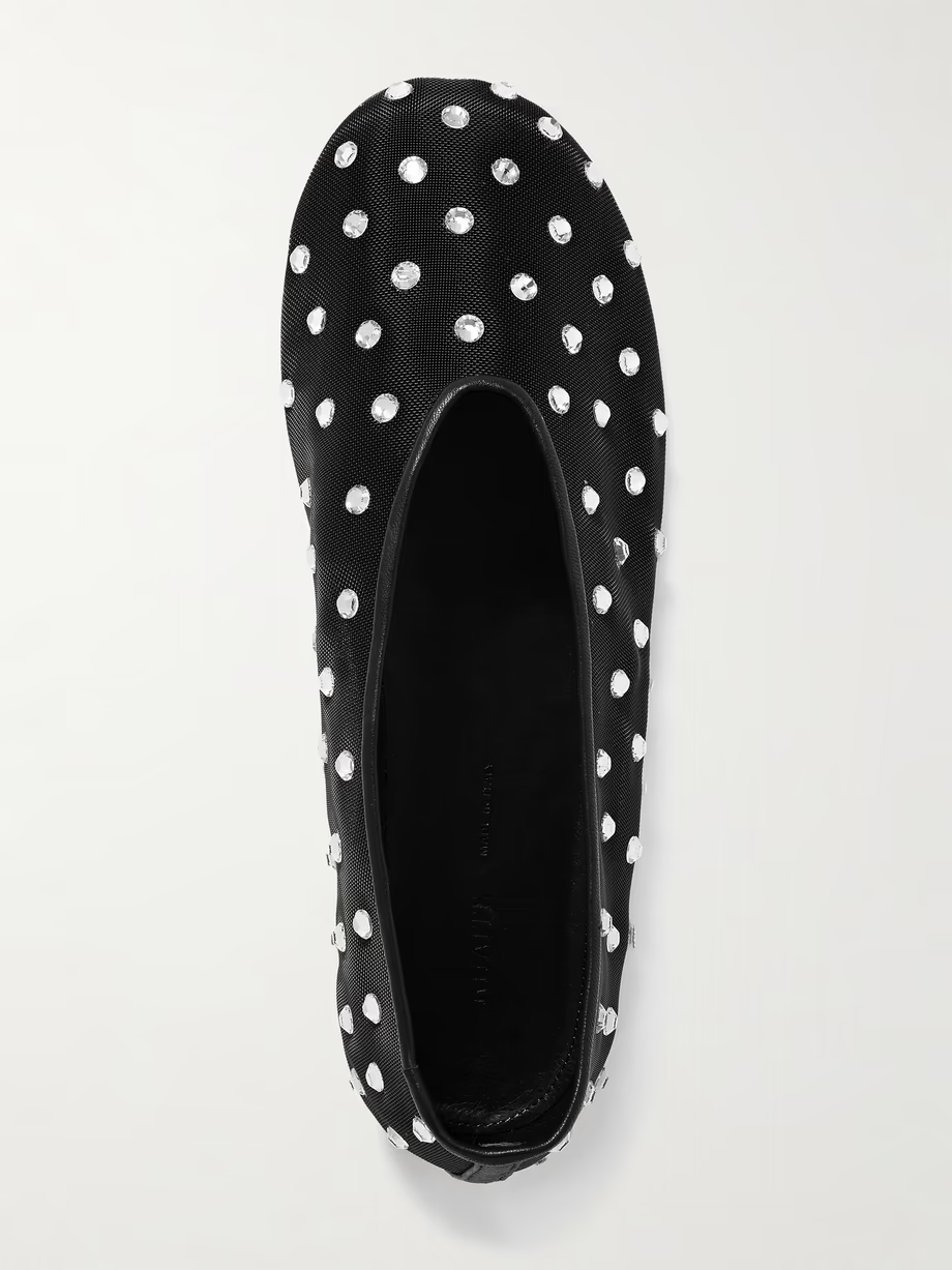 Marcy crystal-embellished mesh ballet flats