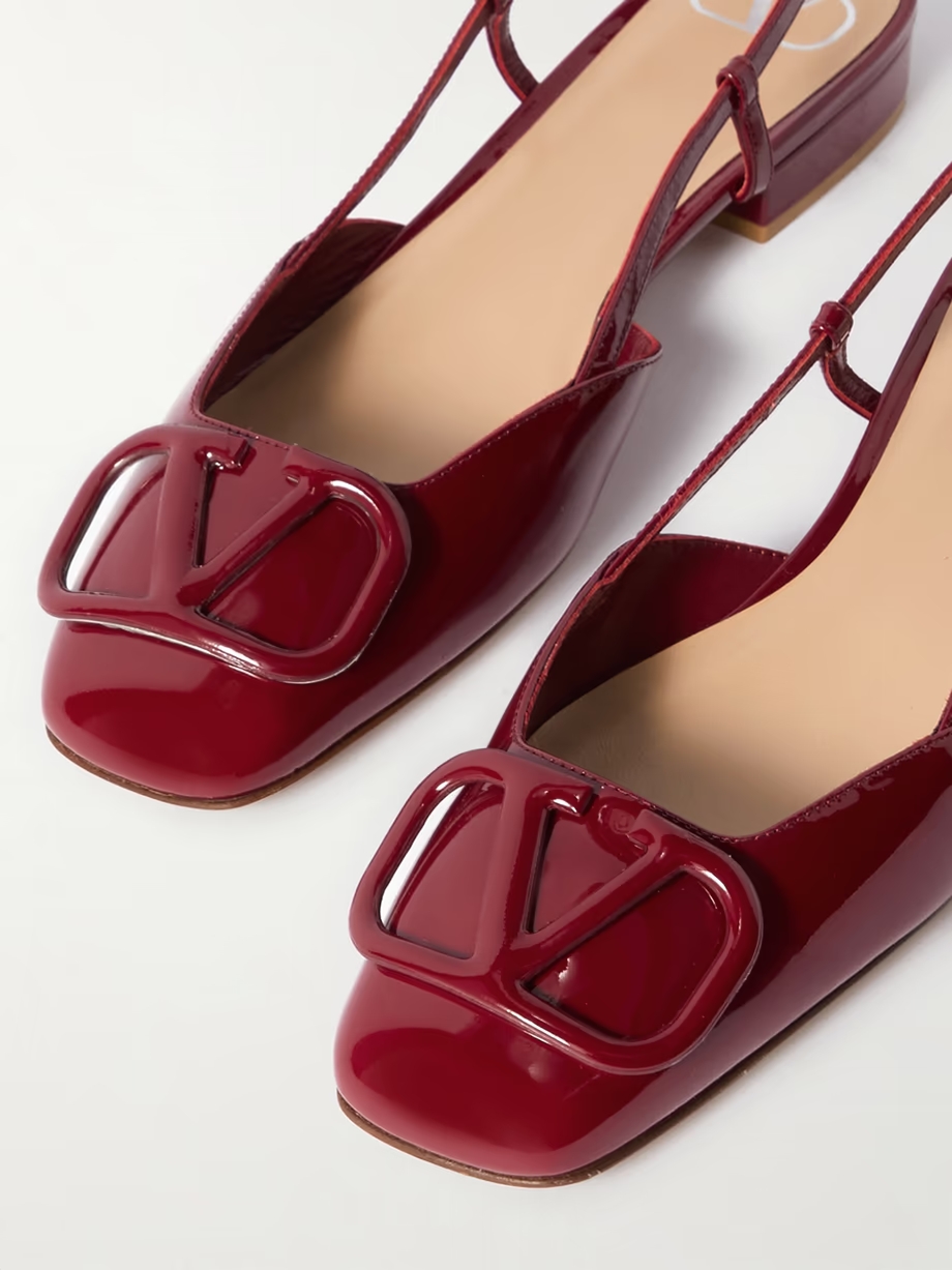 Ballerina 20 appliquéd patent-leather slingback flats