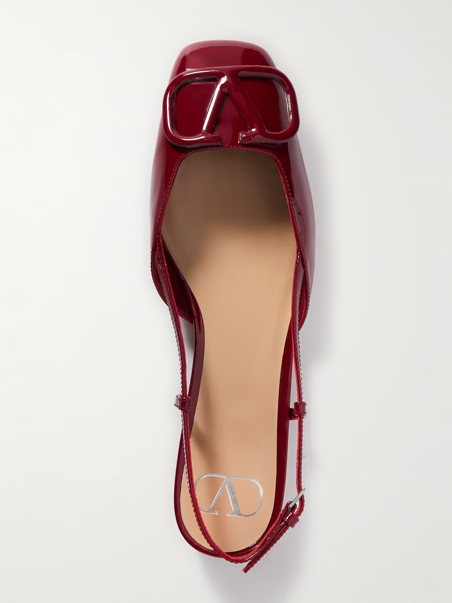 Ballerina 20 appliquéd patent-leather slingback flats