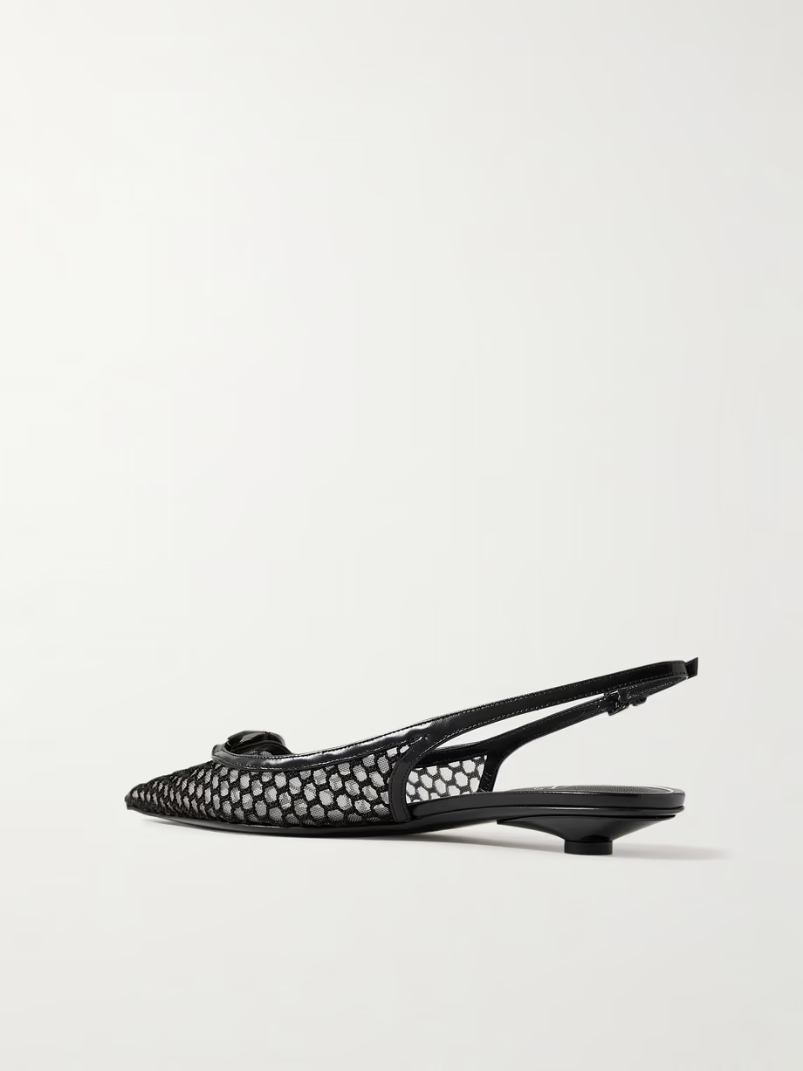 VLOGO Moon 20 embellished leather-trimmed fishnet and mesh slingback pumps