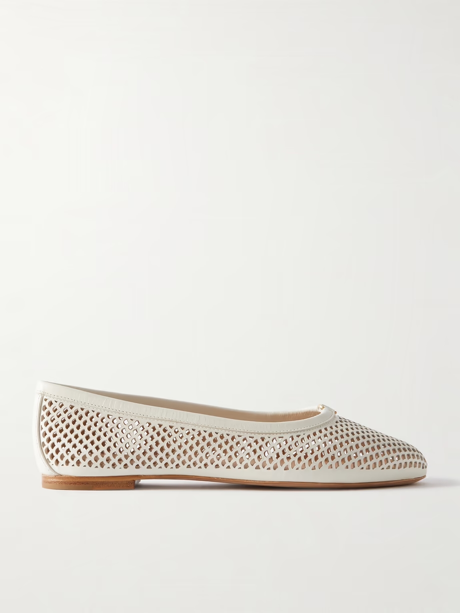 Marcie embellished laser-cut leather ballet flats