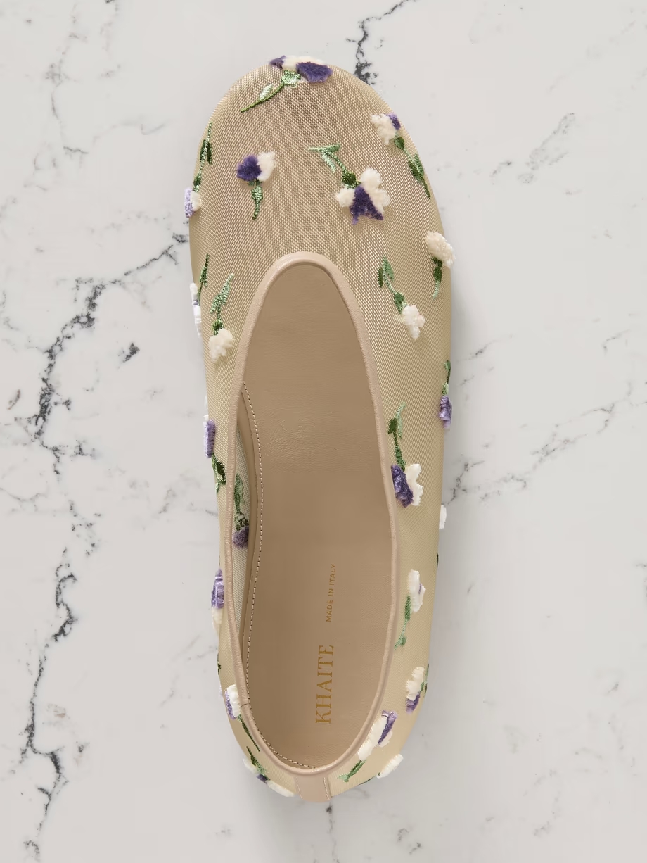 Marcy embroidered mesh ballet flats