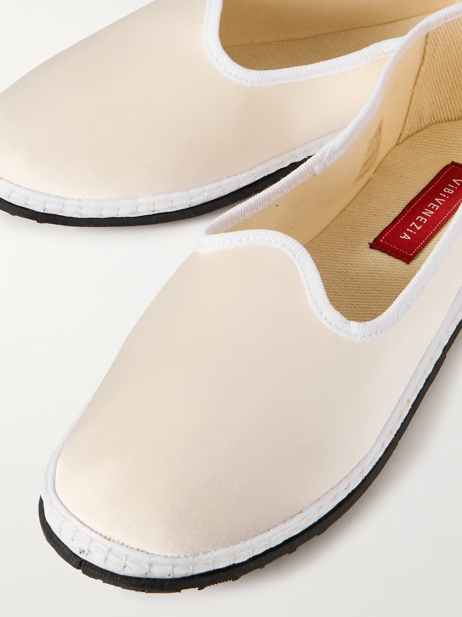 Grosgrain-trimmed satin ballet flats