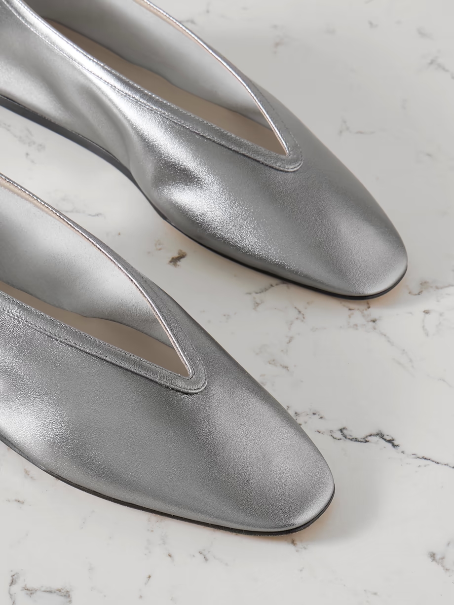 Luna metallic leather ballet flats