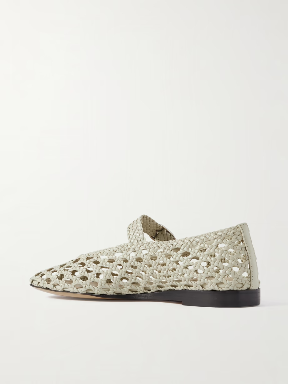 Woven leather Mary Jane ballet flats