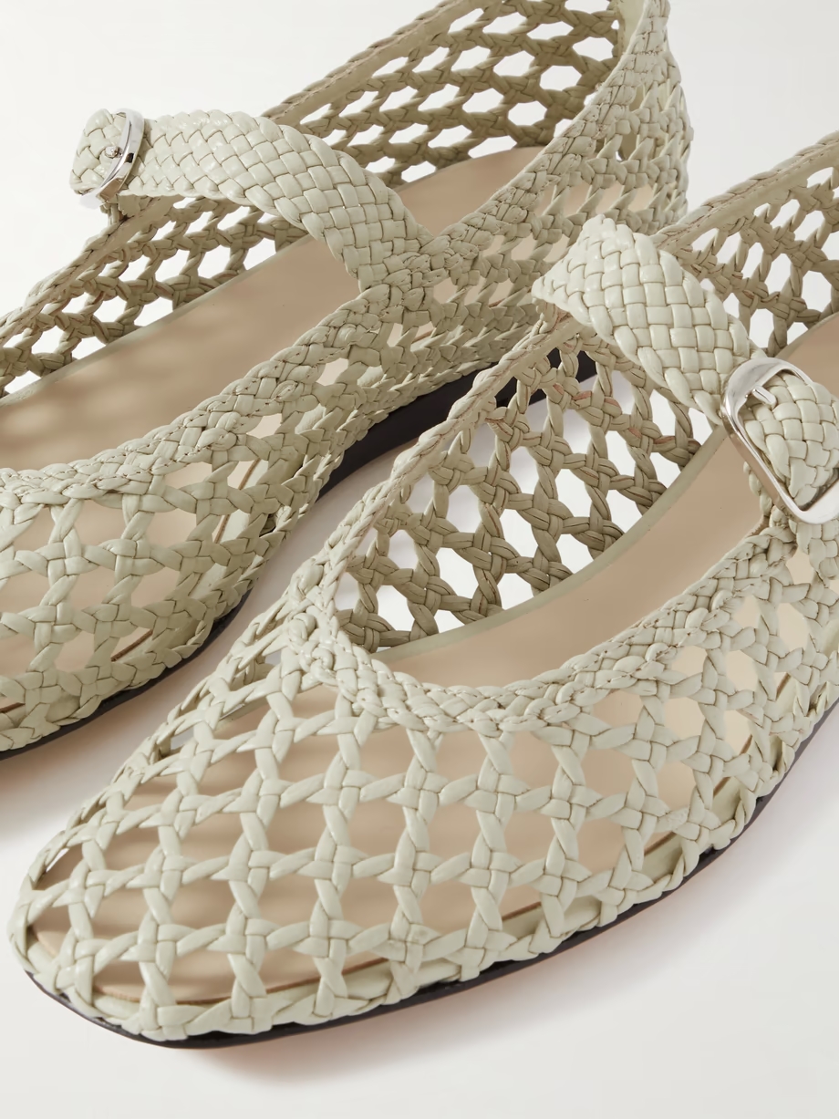 Woven leather Mary Jane ballet flats