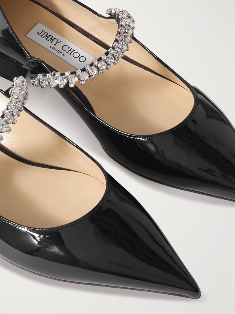 Bing 25 crystal-embellished patent-leather pumps