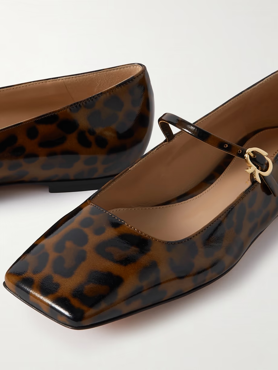 Christina leopard-print leather ballet flats