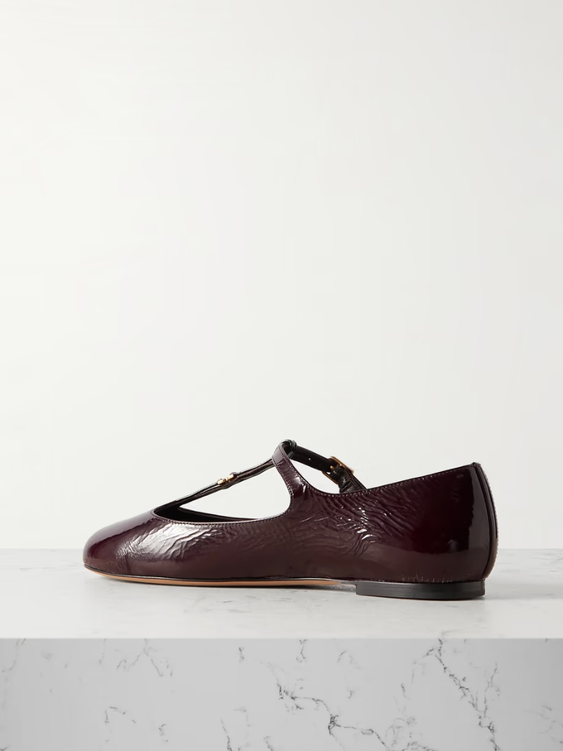 Marcie embellished crinkled patent-leather ballet flats