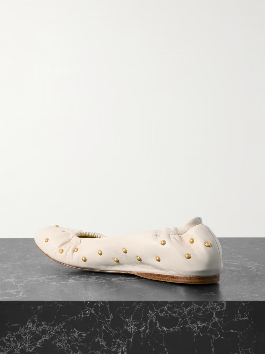 Eia studded ruched leather ballet flats