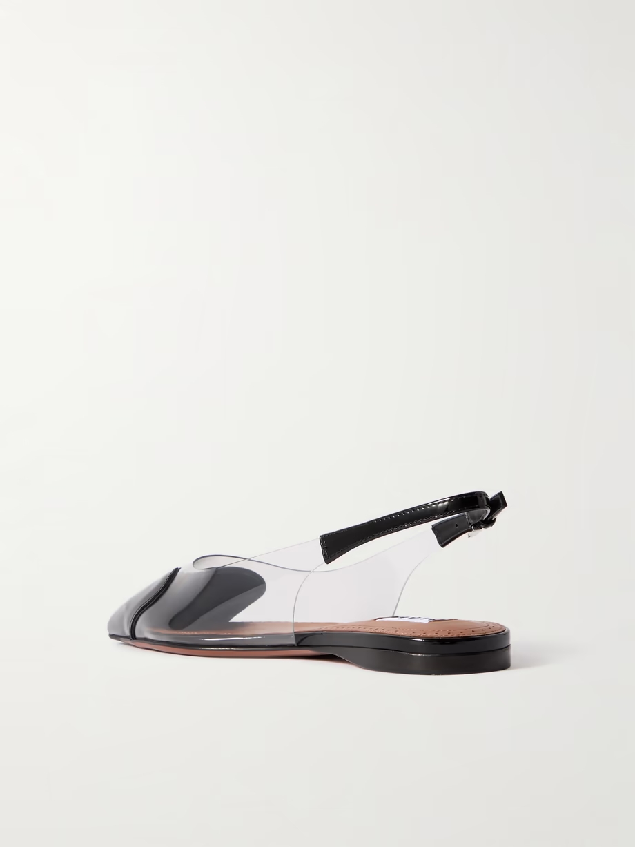 Cœur PU and patent-leather slingback point-toe flats