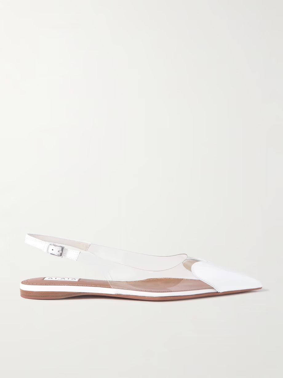 Cœur PU and patent-leather slingback point-toe flats