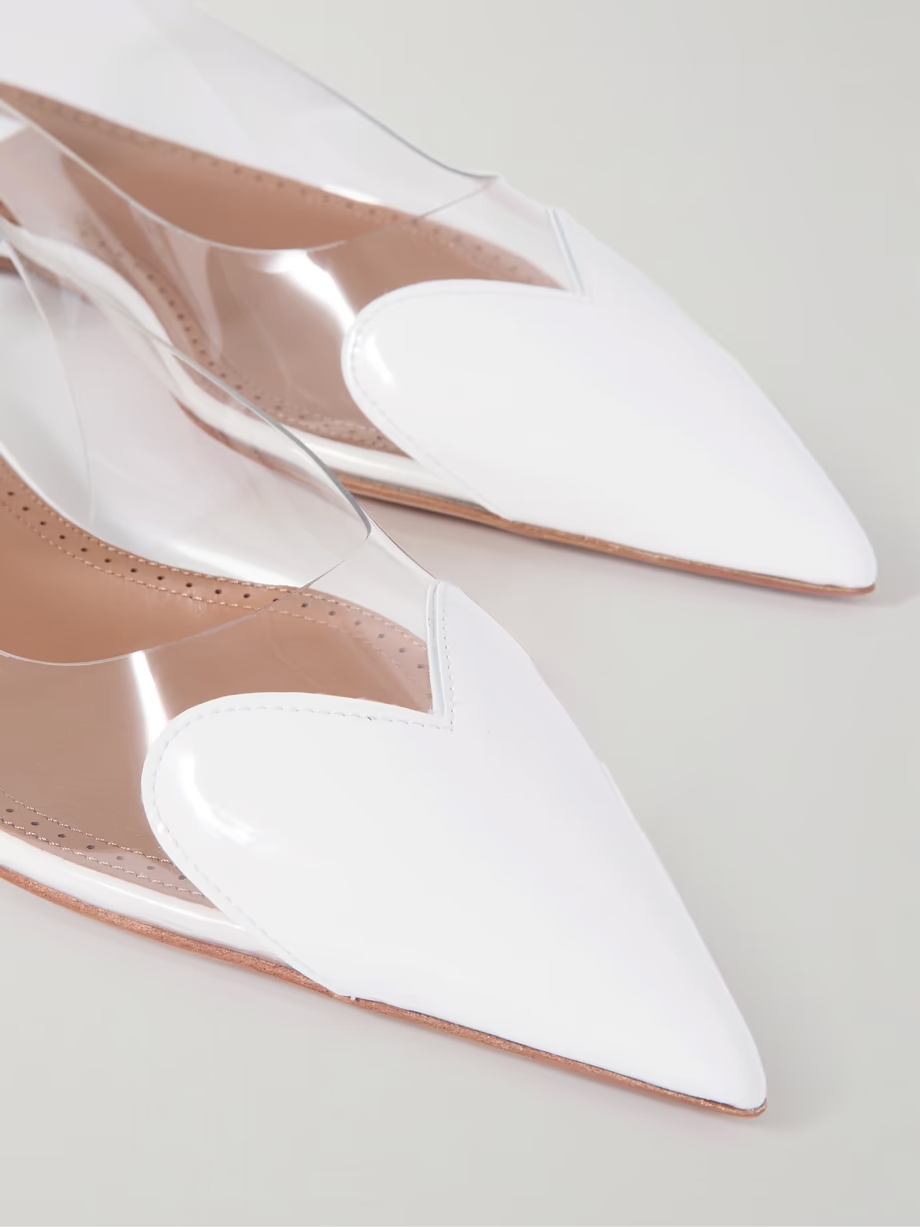 Cœur PU and patent-leather slingback point-toe flats