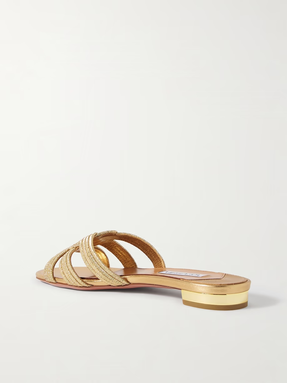 Felix cutout metallic leather slides